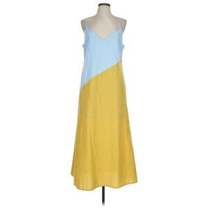 Wishlist blue yellow Colorblock boho midi cotton slip Sundress large.